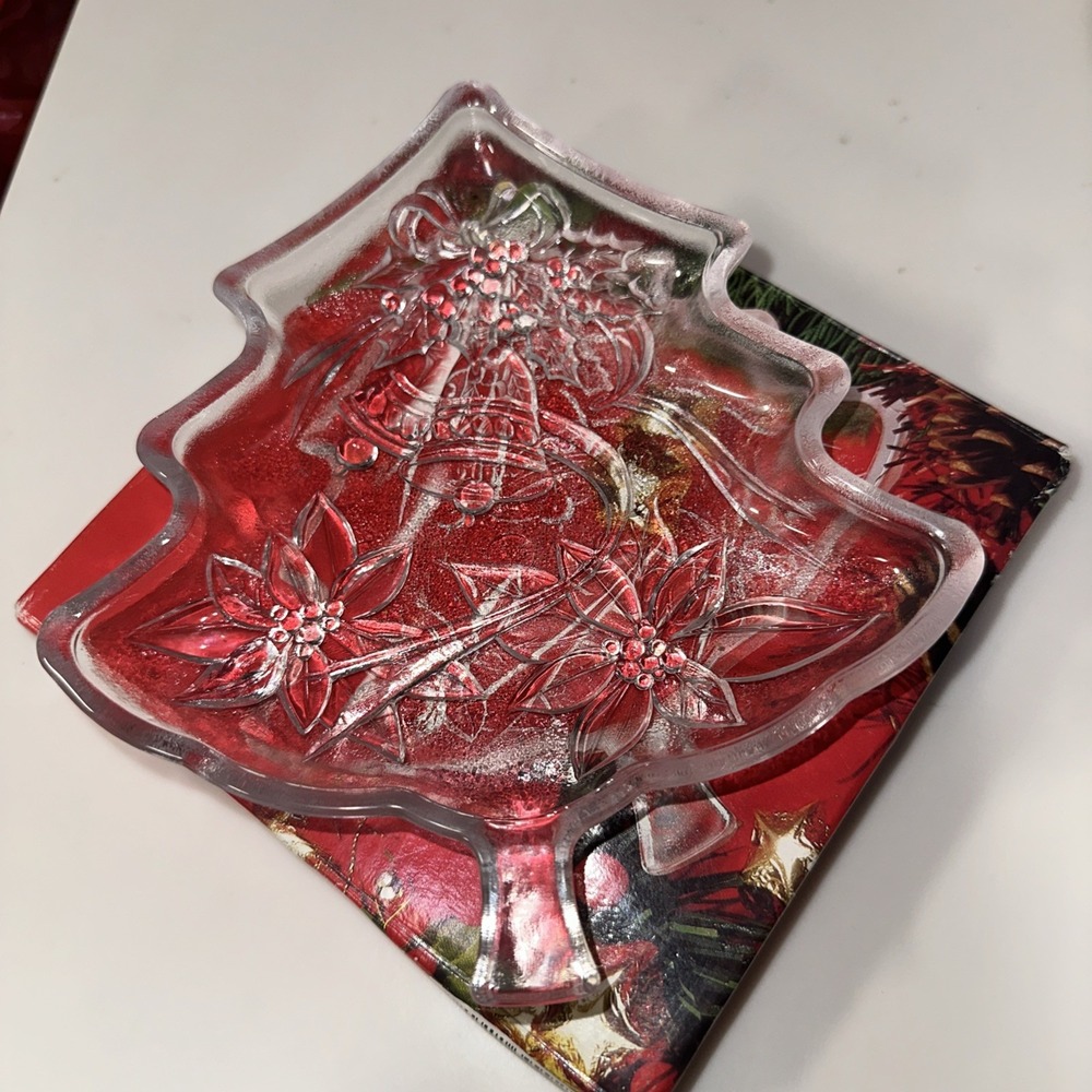 Christmas Tree‎ Small Glass Server Plate Candy Snack Cookie Dish Home Beautiful